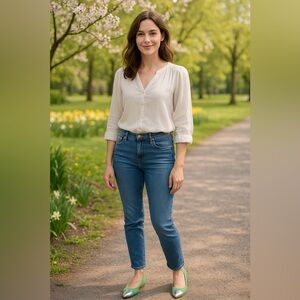 Schutz Cap Toe Flats Women Green Gold Size‎ 9